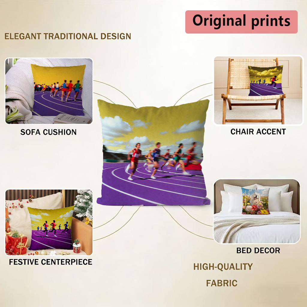 Running Track Sport Throw Pillow Covers Pattern Cushion Cover Suitable for Sofa Bedroom Car Pillow Cover