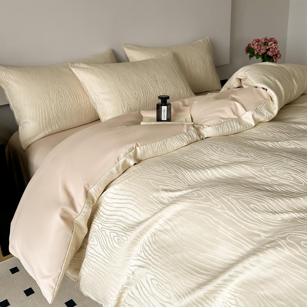 Sleep Grid Washed Cotton Silver Silk Large Jacquard Four Piece Set