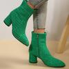 Large size thick heel high heel boots new solid color side zipper pointed short fashion boots