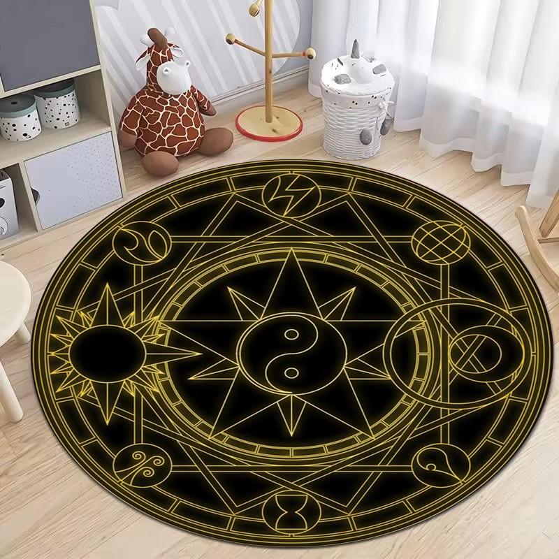 Tarot Fortune Telling The Five Pointed Circle Carpet Moon Round Rug for Living Room Bedroom Fullmetal Alchemist Chair Floor Mat