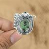 Sterling Silver Ruby Zoisite Stone Art Deco Flower Statement Promise Ethnic Ring