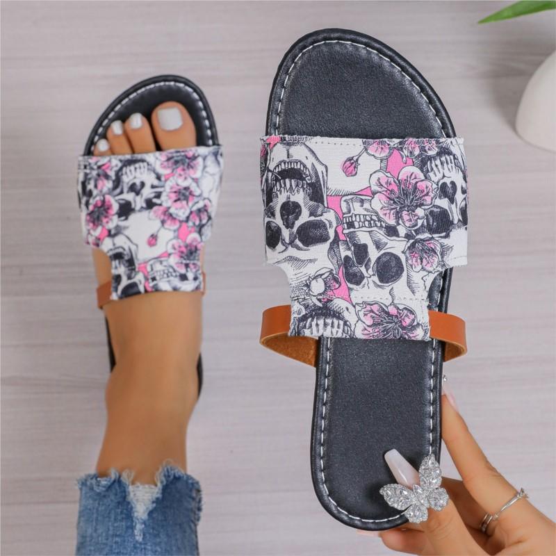 Fashion 2024 EVA Flower Printed Slipper Womens Multicolor Bottom Shoes Summer Anti-slip Slippers Flat Flip Flops Zapatos Para Mujeres