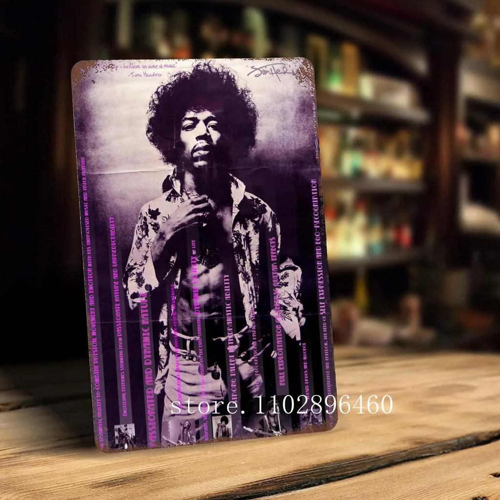 Jimi Hendrix Metal Plaques & Signs Wall Decor Vintage Tin Signs Captain Metal Poster Decor for Bar Pub Club Wall Decoration