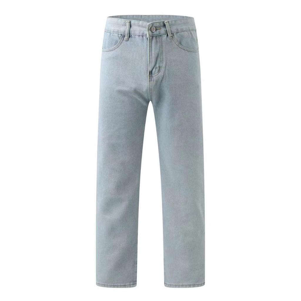 Men's Retro Loose Wide-Leg Jeans Slim Straight Washed Jeans