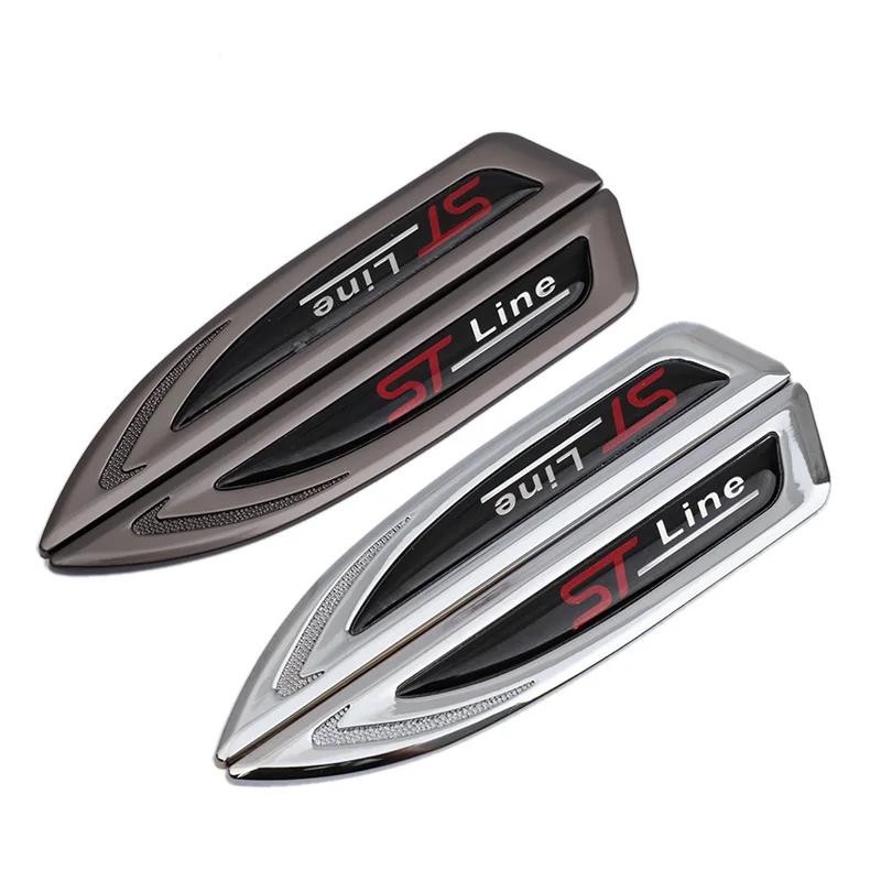 Chrtfk1 1 Pair Metal ST Line Logo Fender Side Sticker Emblem For Ford Focus 2 Focus 3 FIESTA Kuga FUSION ESCAPE EDGE Badge Car Styling