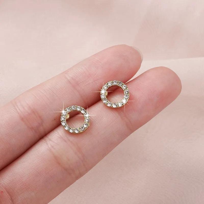 3Pcs/Set Fashion Dazzling Circle Earrings Necklace Set For Women Trendy Korean Crystal Cubic Zirconia Jewelry Sets Party Gifts
