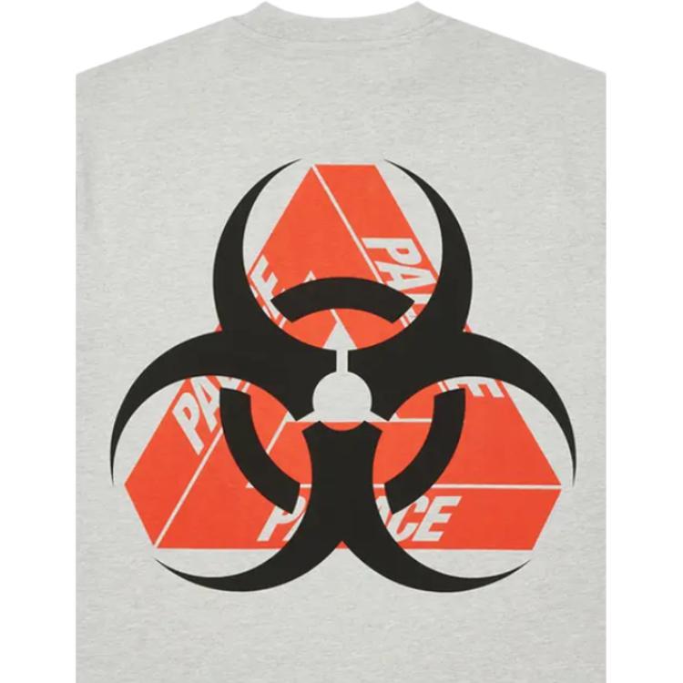 Palace Bio Hazard T-Shirt Grau Melange Unisex Oberteile P20TS147