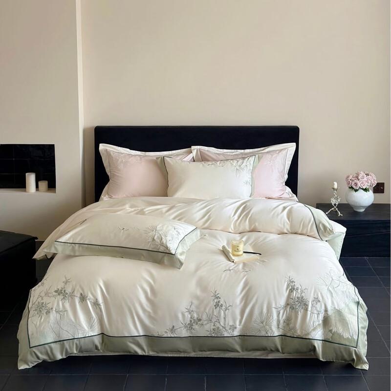 COMOLIVING Chinese Floral 4-Piece Bedding Set