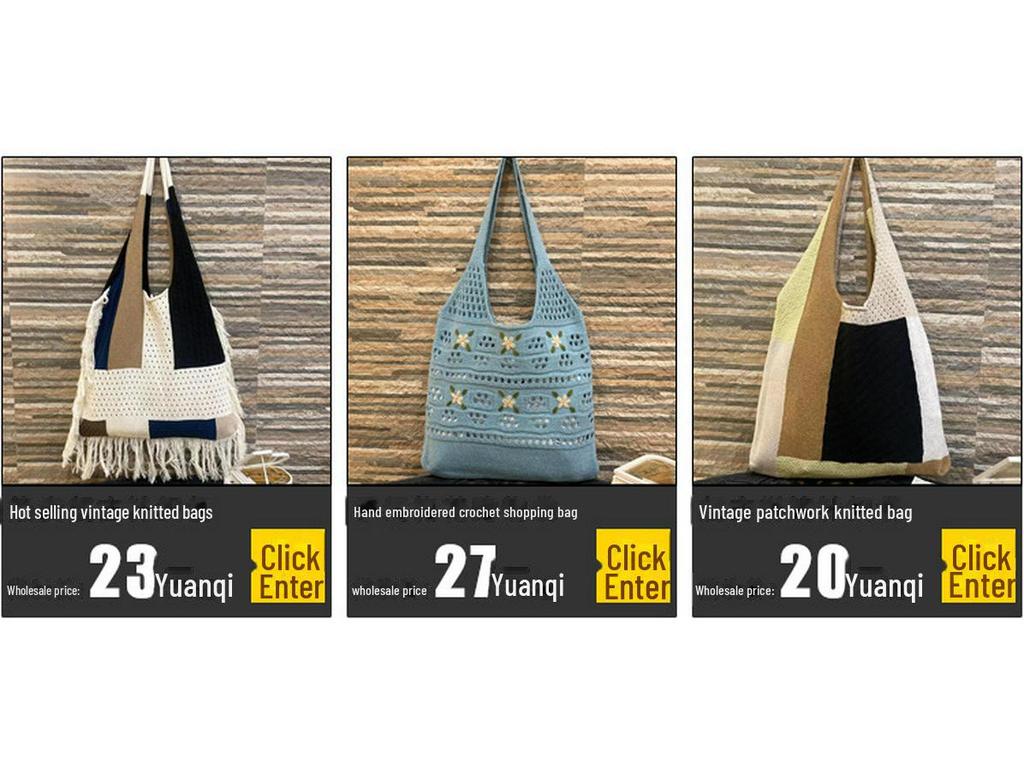 Vintage Gradient Knitted Handbag: Japanese-American Style, Korean-Inspired Design