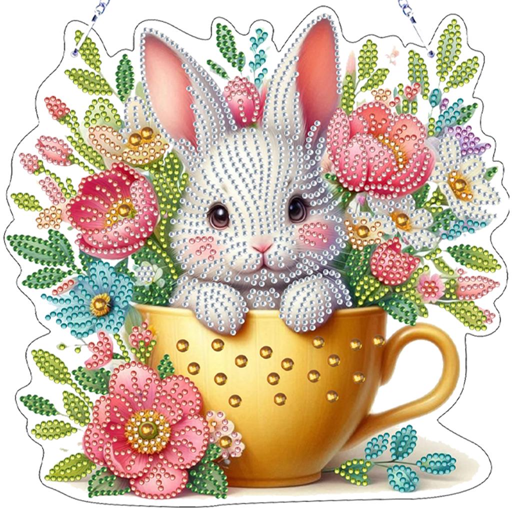 Easter Flower 2D Flat DIY Diamond Art Pendant Acrylic Hanging Gem Art Paintings Charm Double-Side Print Single Side Drill