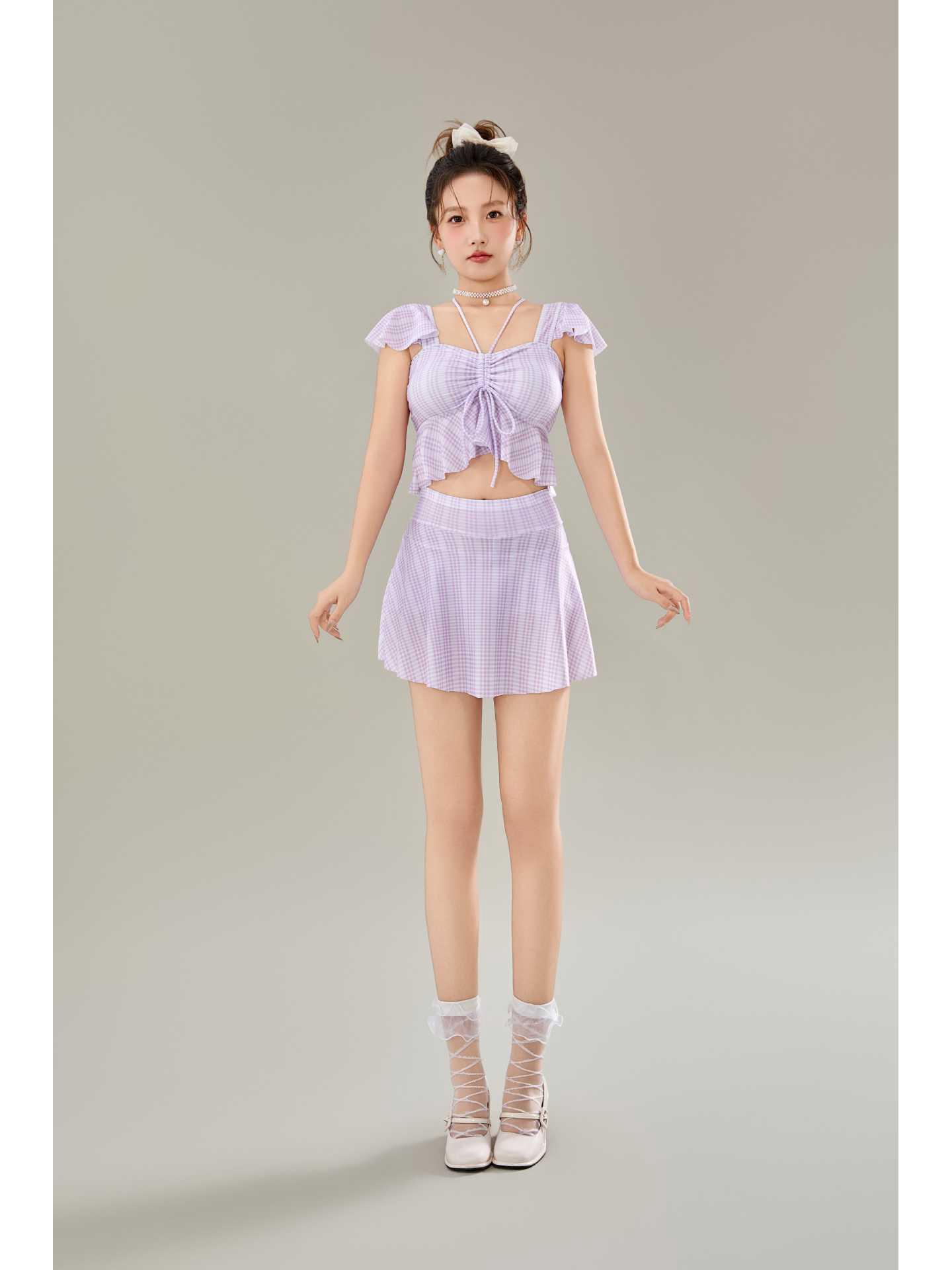 

2025 Стройнящий женский купальник-двойка с рукавами - Консервативный дизайн для горячих источников L [50-55 kg]