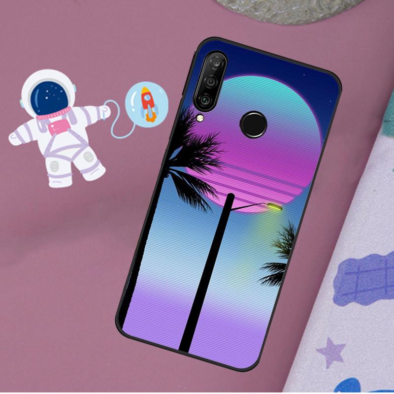 Retrowave Neon Palms Tree For Huawei Nova 10 9 SE 11 Pro Y60 Y70 Y90 Y61 Y91 Y72 Y73 12i 11i 8i P20 P30 P40 Lite Case