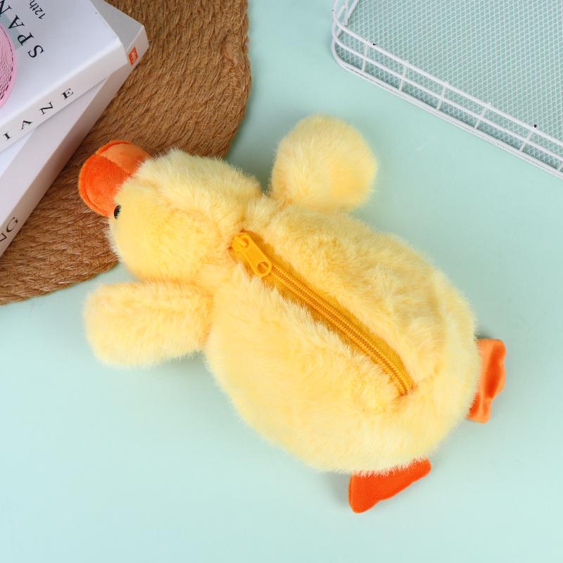 Cute Yellow Duck Plush Pencil Case Soft Stuffed Animal Pen Bag Multifunctional Pencil Case For Kids Students Stationery Gifts