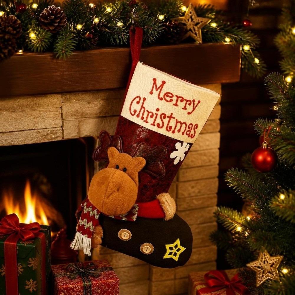 Santa Claus Xmas Tree Hanging Decoration Large Capacity Candy Bag Christmas Stockings New Year