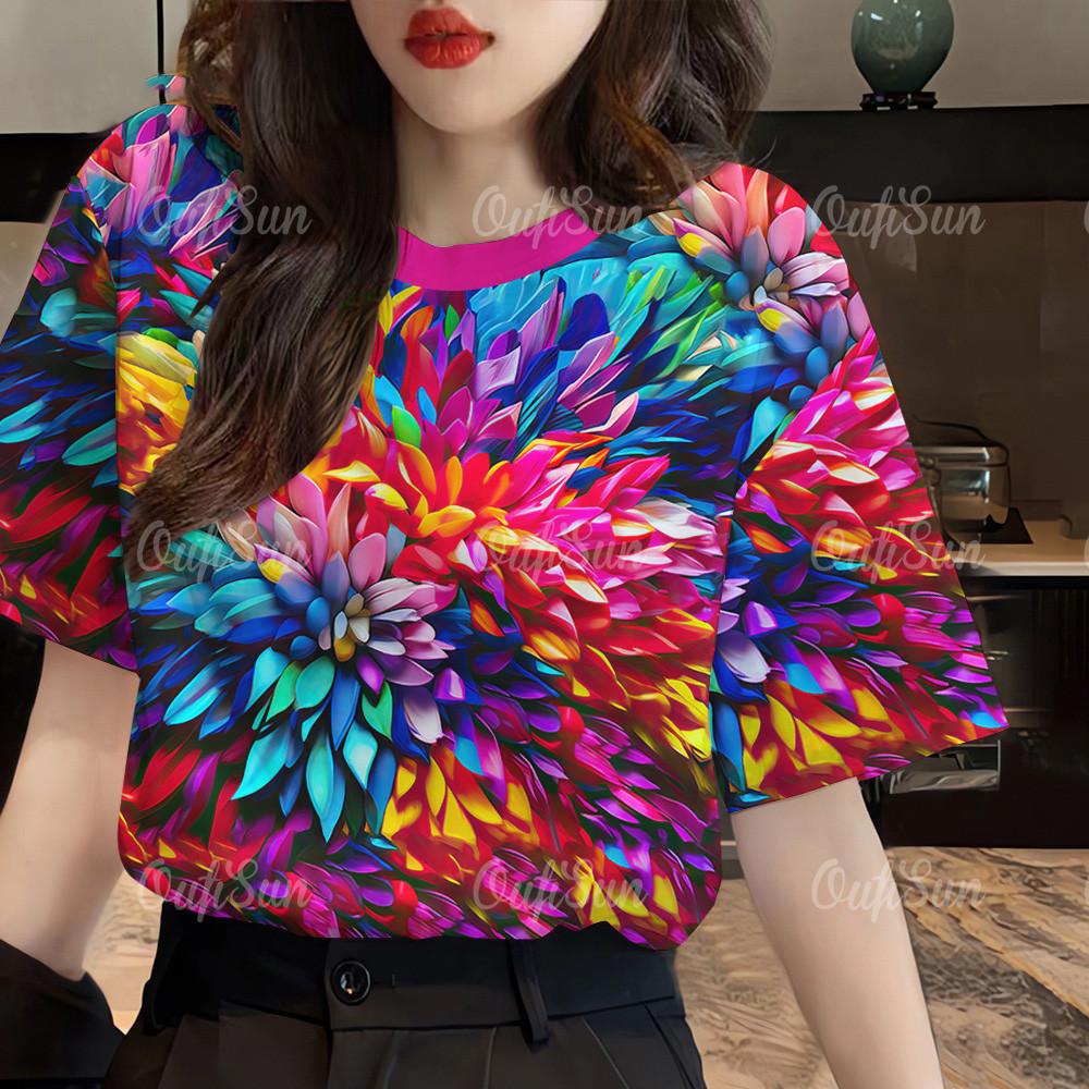 

Women s clothing floral pattern T-shirt top printed T-shirt short sleeved casual T-shirt street 5XL