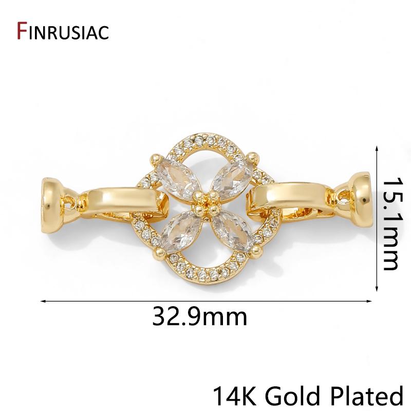 

14K Gold Plated Brass Bowknot Pearl Clasps,Inlaid Zircon Fastener Closure Lock Connectors For DIY Jewelry Making Accessories 1 piece