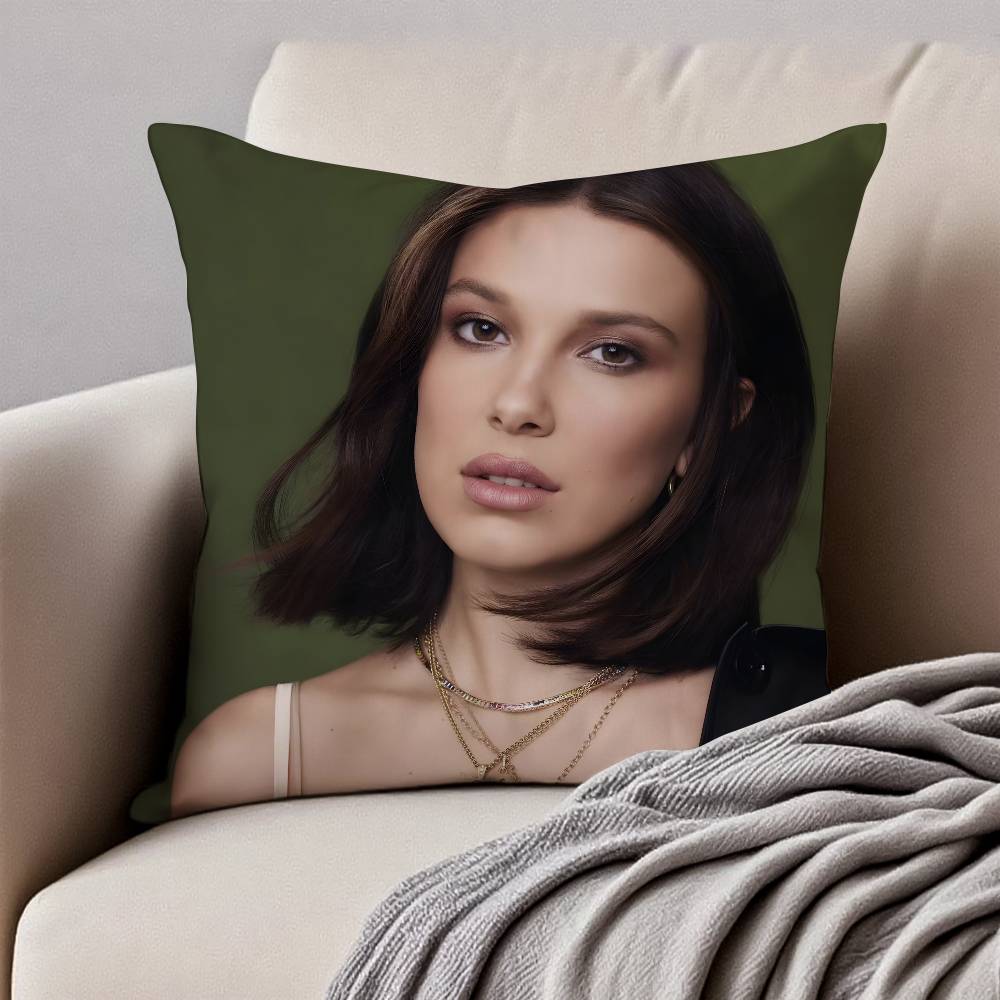 Актриса М-Милли Б-Бобби Б-Браун Наволочка Наволочка против пылевых клещей Невидимая молния Шелковистый плюш Диван 12x12Inch