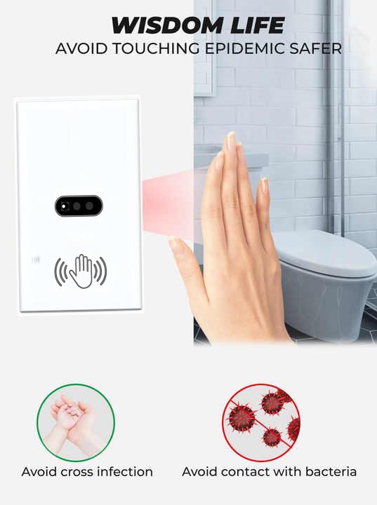 US PC Smart Glass Screen Panel Wall Switches Infrared Sensor Double Pole 90-250V 10A Power Supply 240V Single Pole