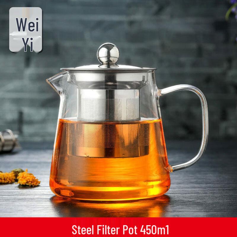 WeiYi Borosilicate Glass Teapot with Stainless Steel Infuser
