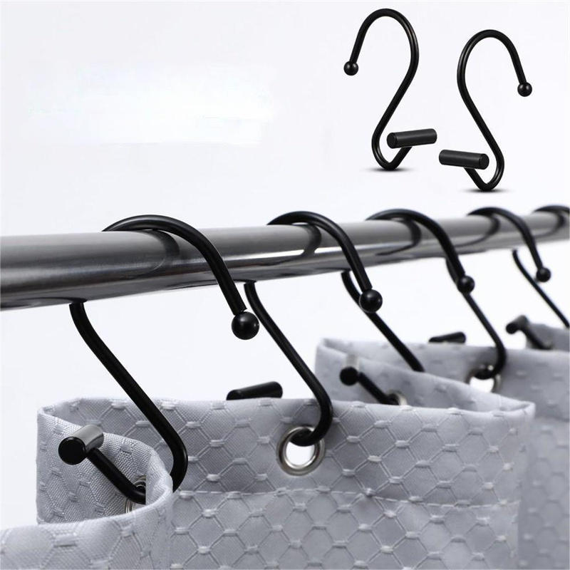 12Pcs Shower Curtain Hooks Rustproof Corrosion Resistant Strong Load-bearing Curtain Rings S-Shaped Electroplated Curtain Hooks