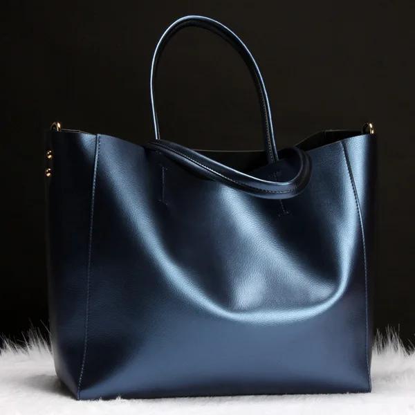 Women Bag  Genuine Leather Shoulder Bags Fashion Solid Soft Casual Tote Purses And Handbags High-capacity Euro-America Style