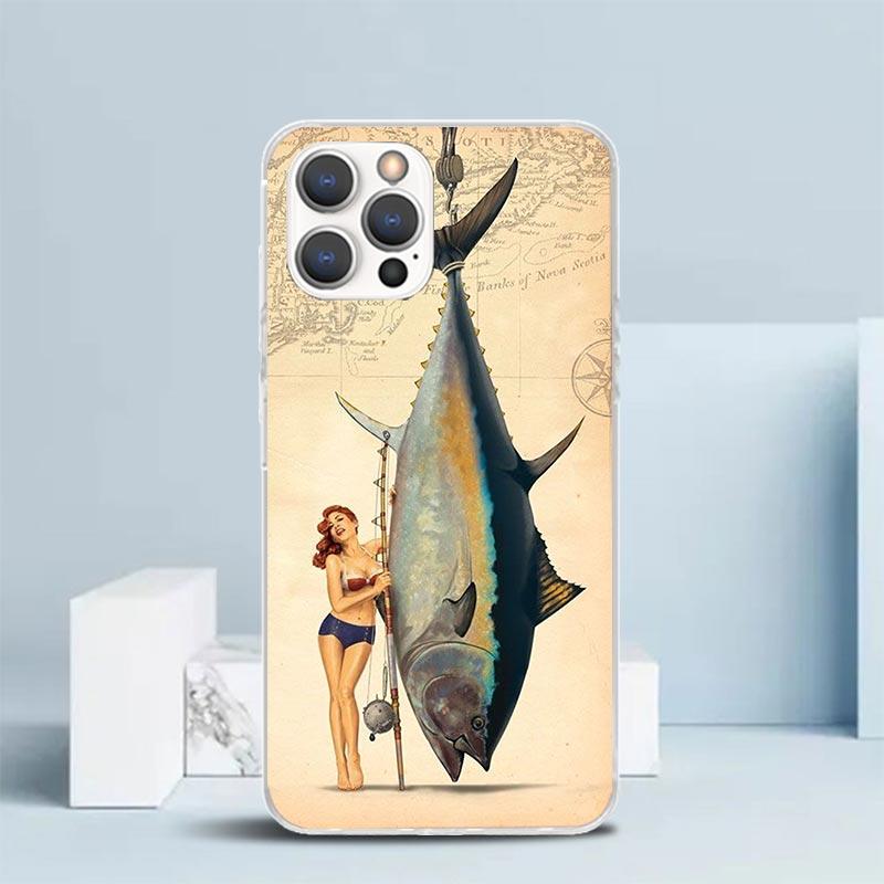 

Морская рыбалка Рыбалка Рыба Удочка Чехол для телефона Для IPhone 16 17 Air 16E 15 14 Plus 13 Mini 12 11 Pro Max 7 8 + SE 2020 Мягкий ТПУ Ba iPhone 14