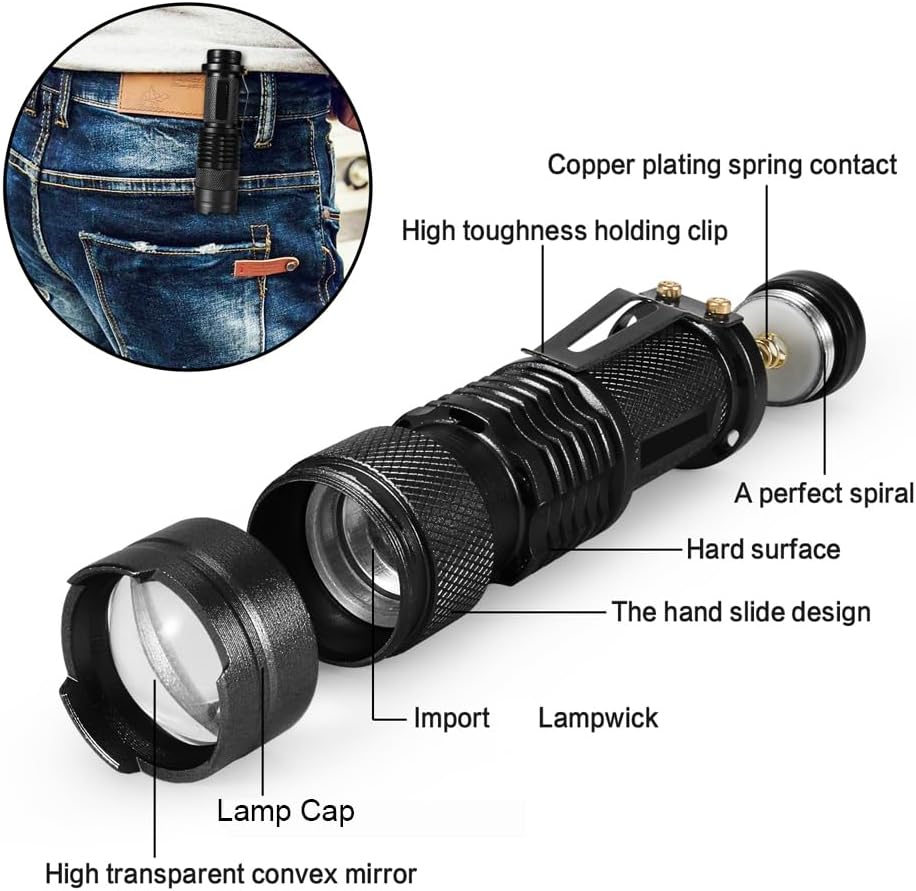 Powerful Red Light Flashlight LED Red Light Red LED Flashlights with Clip for Hunting Astronomy Night Observation Outdoor