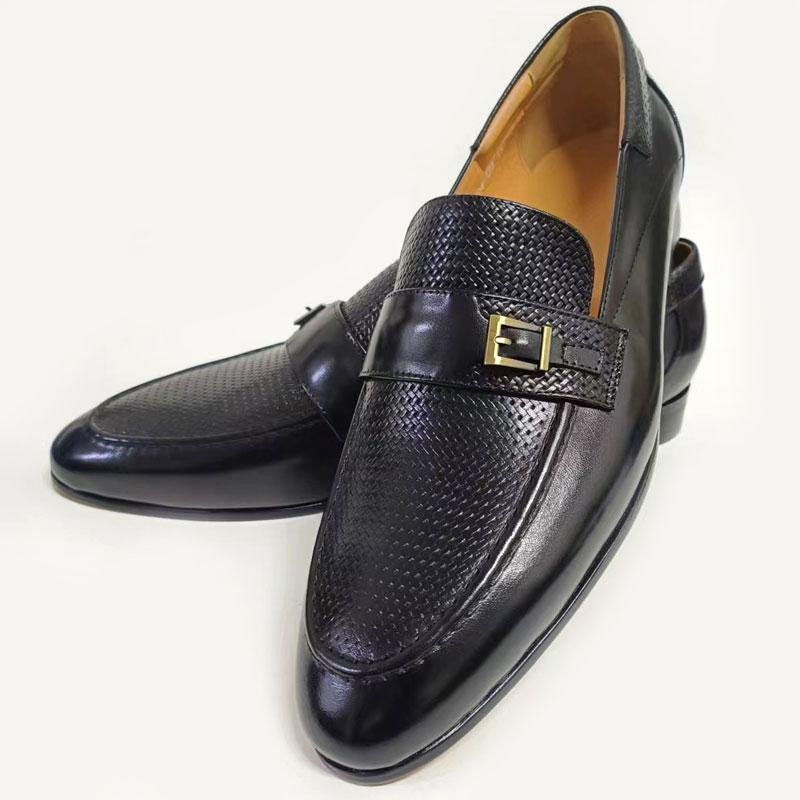 Fashion Formal Loafers For Males British Buckle Dress Shoes Classic Retro Rubber Outsole Casual Daily Office Wedding Party Men Footwear