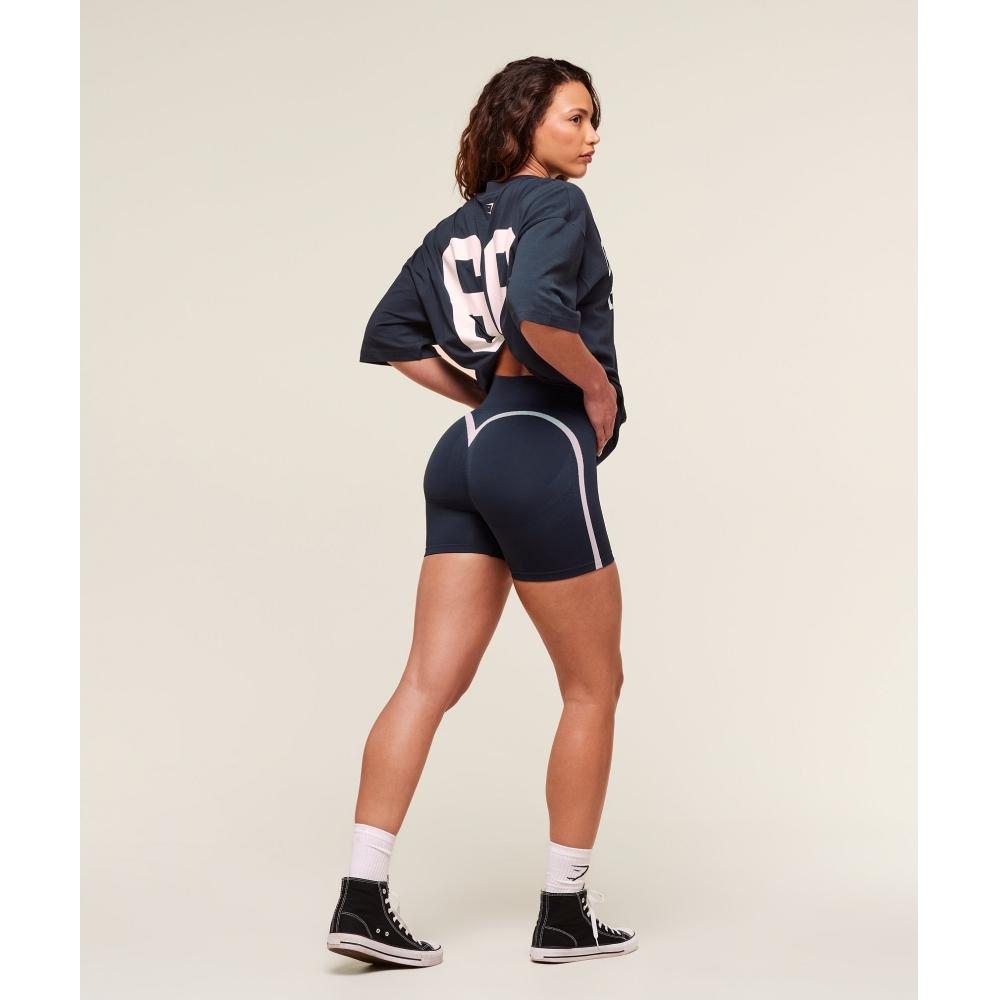 Gymshark Lift Varsity Seamless Short Heavy Blue B3c1t Uctn