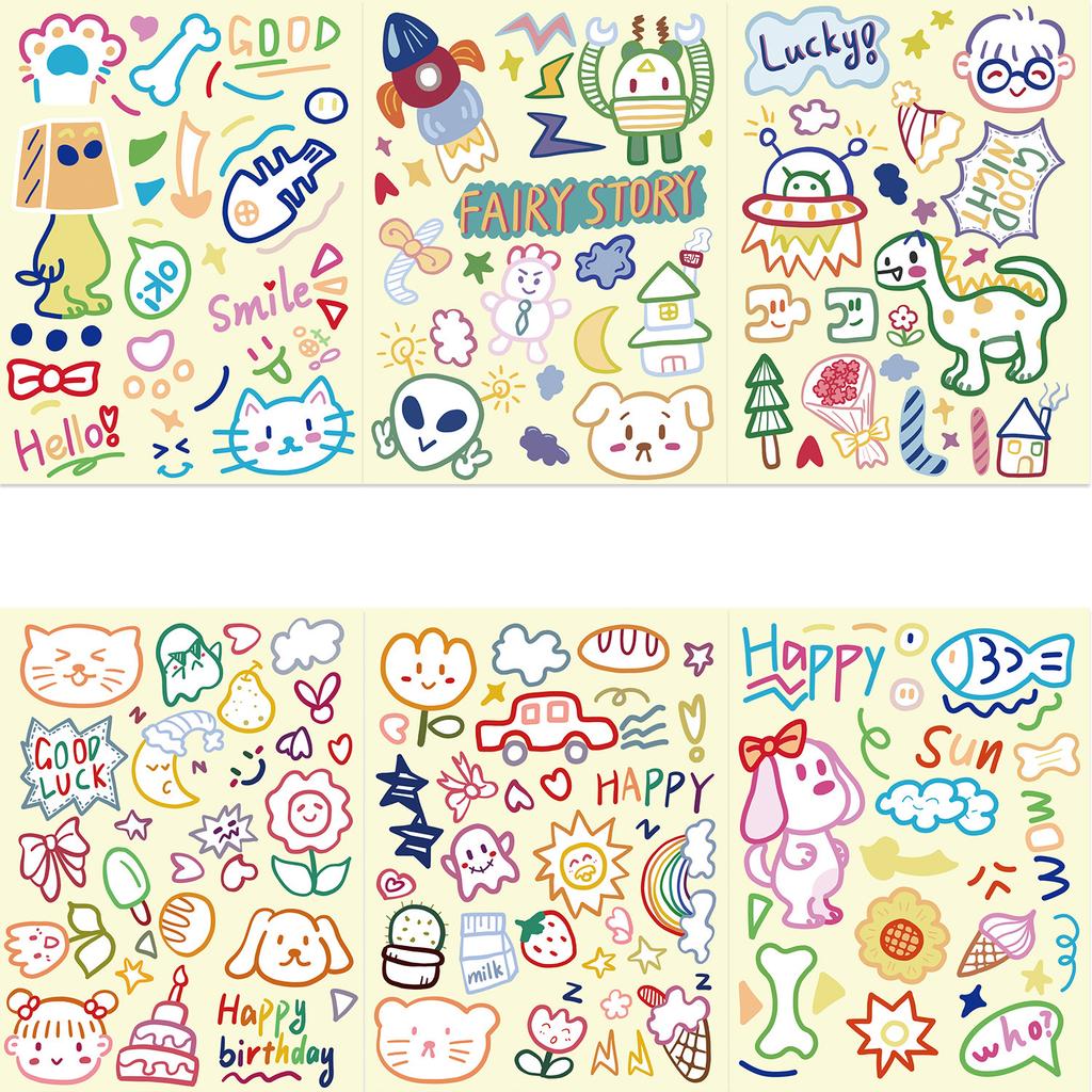8 Styles of Line Animal Gum Stickers DIY Hand Account Small Card Mobile Phone Case Decoration Korean Ins Waterproof