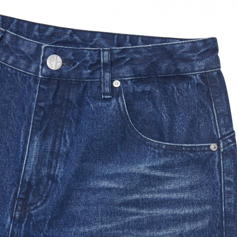Nomanual Washed Jumbo Denim Pants   Washed Blue