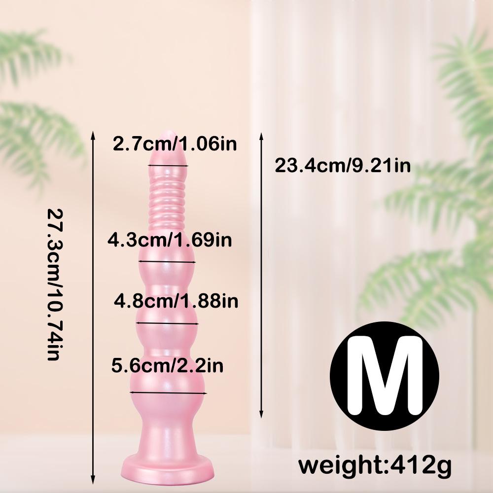 Silicone Threaded Ultra-Long Thick Anal Plug and Dilator for Women - Wearable Fake Penis Sex Toy
