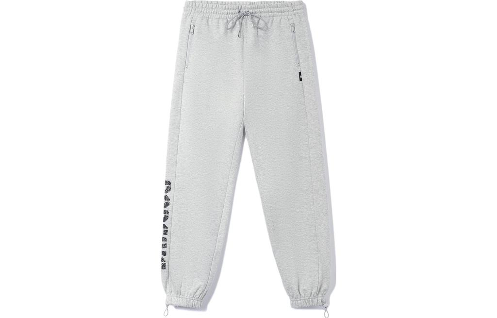 Li Ning Casual Pants Men's Gray Thickened And Fleece Lined Cuffed Pants AKLR801-7