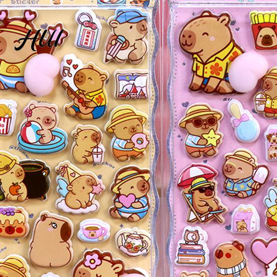 Mobile Phone Case Decal 3D Puffy Stickers Panda Rabbit Bear Animal Squishy for Aesthetic Sticker Assortment Kids Cute Bubble Butt Crafts Decor
