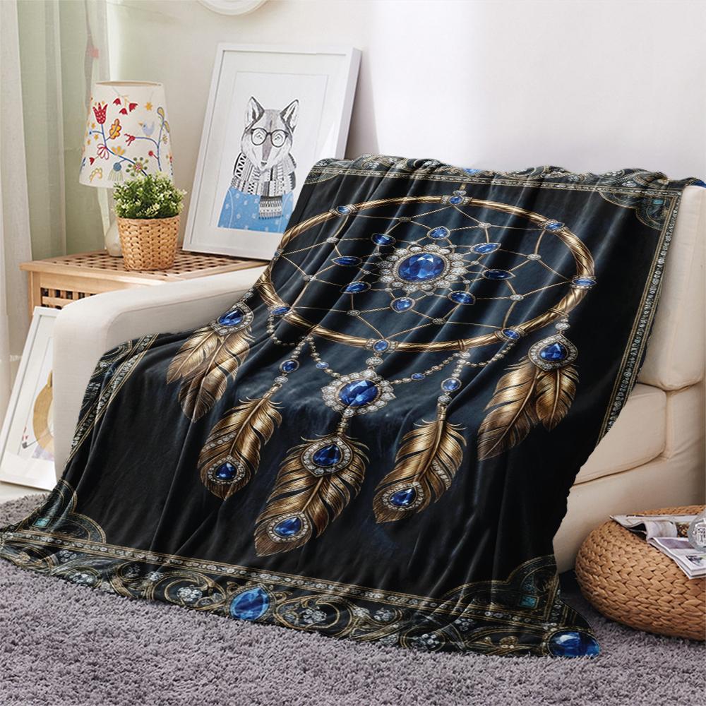 1Pc Dreamcatcher Print Flannel Blanket, High Quality Comfortable for All Seasons, Home Decor, Warmth and Comfort, Perfect for Christmas Gifts W92