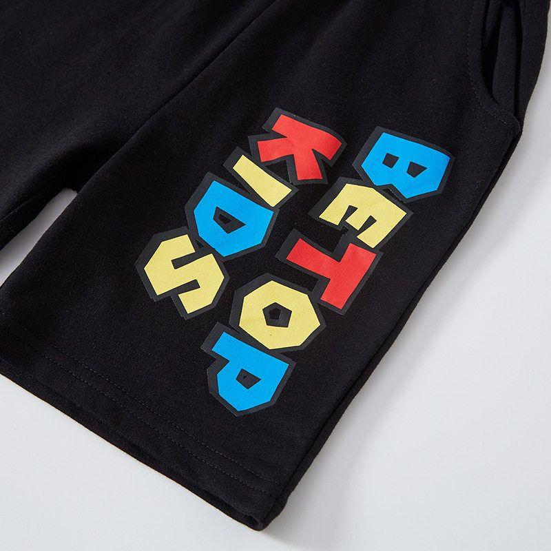 Trendy Children's Pants Summer Boys' Pants Summer Casual Pants Children's Cartoon Letter Shorts Pure Cotton Boys' Mid-Length Pants
