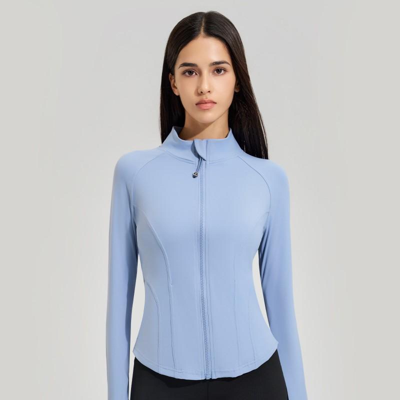 Womens Lightweight Zip-Up Yoga Top Long Sleeve Quick-Dry Fitness Jacket Slim Fit Outdoor Workout Shirt
