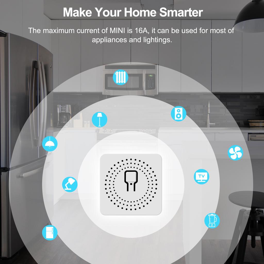 1pc 16A Mini Wifi DIY Light Switches Module 2-way Control Work With Tuya Smart Life Alexa Alice Google Home