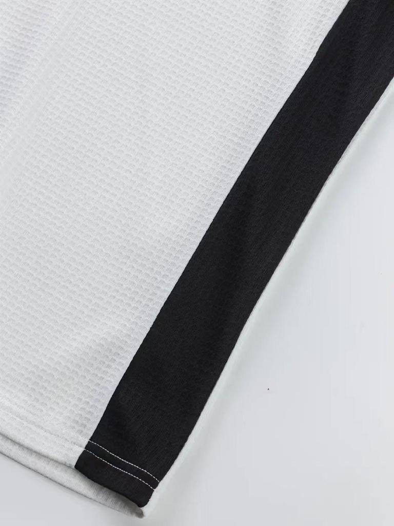 Men's European & American Style V-Neck Waffle Top - Breathable Autumn Casual Wear with Hot Buckle