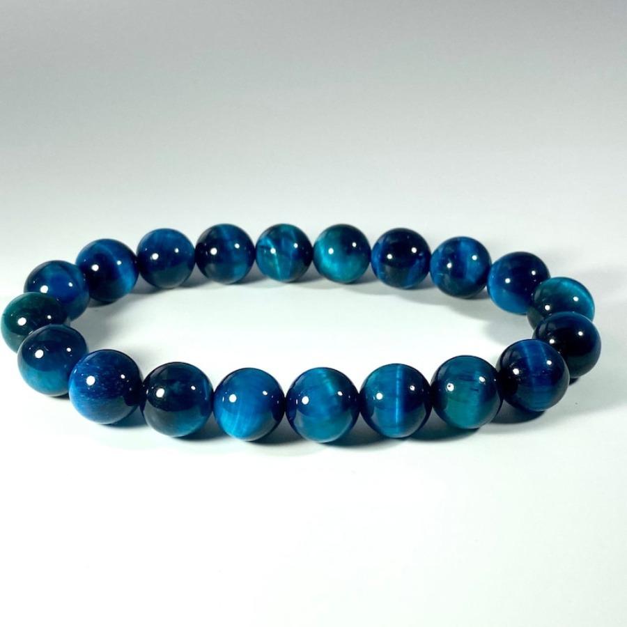 Blue Tiger Eye Bracelet Natural Stone Beads Stretch Bracelet for Women Crystal Jewelry