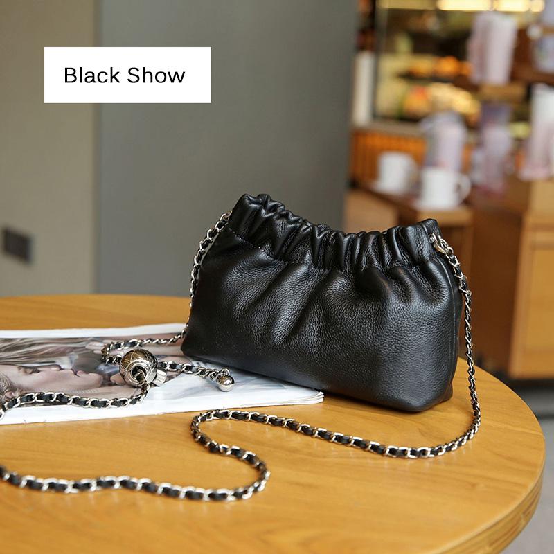 Настоящая телячья кожа маленькая сумка через плечо сумка плетеные цепочки женские сумки — фото 8