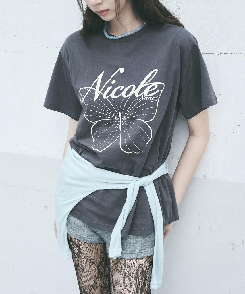 Nigaennikol Nicole Butterfly Sleeve Top_Charcoal Cream