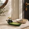 Desktop Incense Holder Fishing Panda Stick Holder Leaf Boat Burner Ash Tray for Yoga Meditation Spa Room Decoration