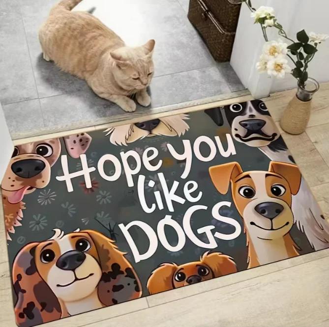 Sturdy Bulldog Pattern Welcome Mat Non Slip Easy To Clean Machine Washable Indoor Outdoor Door Mat Suitable for Home Decoration