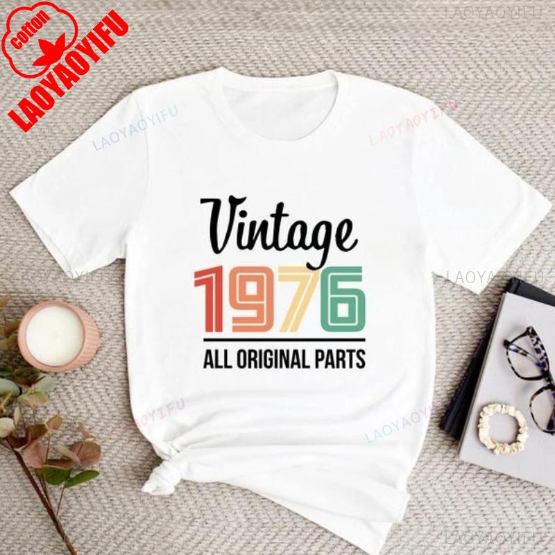 All Original Parts Vintage 1976 Tshirt 50th Birthday Gift Gift Unisex Wounisex Best Friend Shirt Allmatch Printed Tshirt Tops