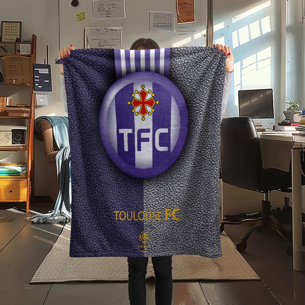 Toulouse Football Club Flanelldecke mit Aufdruck, Hohe Qualität, Bequem für alle Jahreszeiten, Heimdekoration, Wärme und Komfort