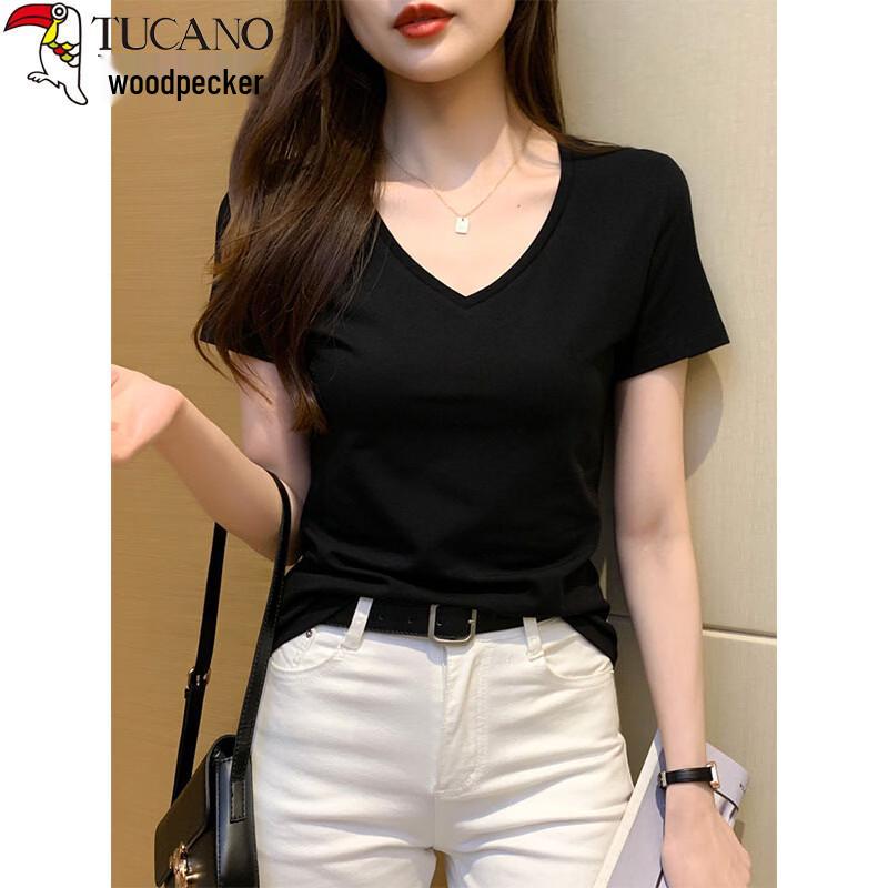 Woodpecker Women s V-Neck Slimming Short Sleeve T-Shirt L