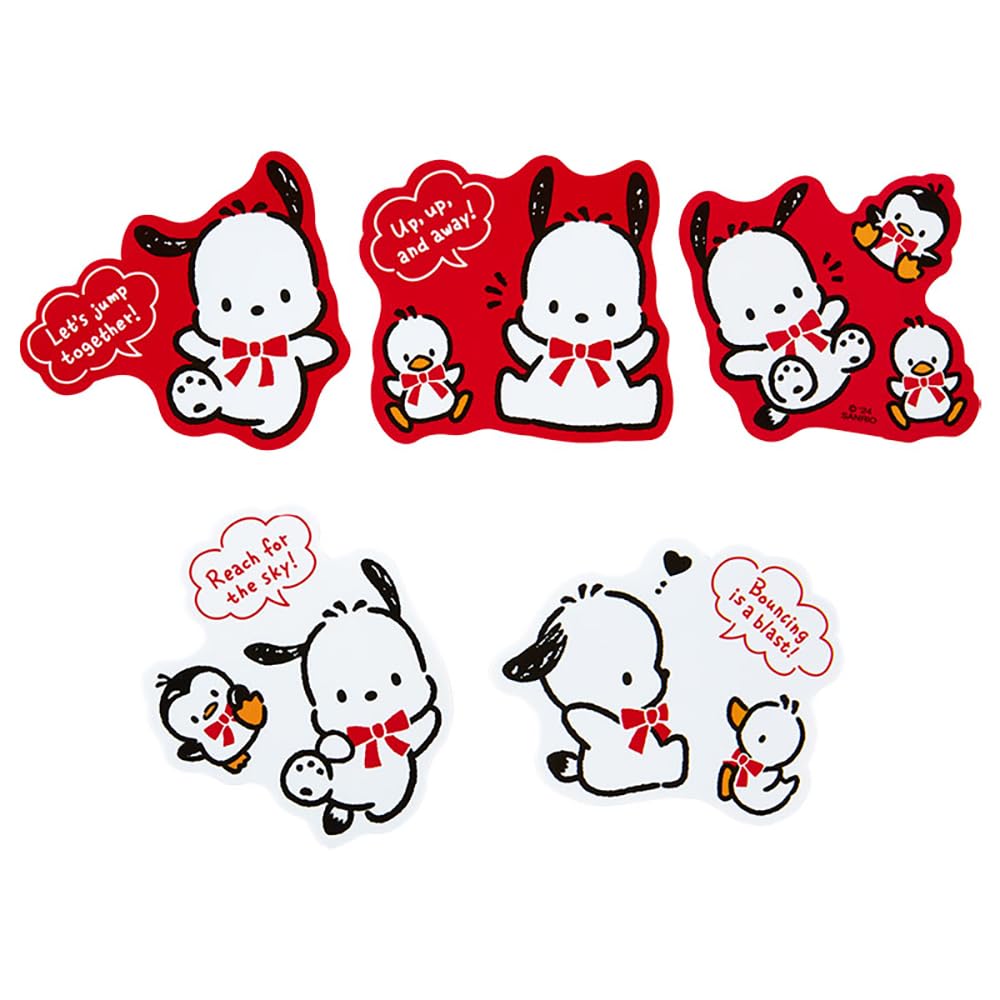 Sanrio Sanrio Pochacco klistremerkesett 35-årsjubileum rødt bånd Designsegl Pochacco Pochacco Skrivesaker Skrivesaker klistremerke 35-årsjubileum Bursdag