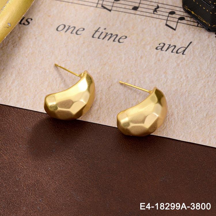 Elegante französische Retro Geometrische Metallohrringe mit Silberstift