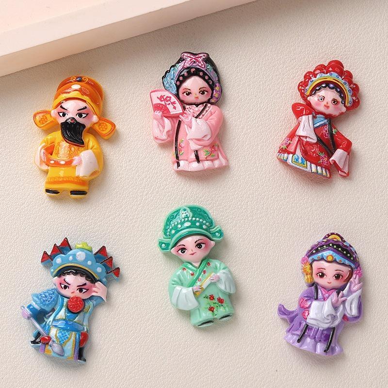 Cross-Border Cartoon DIY Resin Accessories: Opera Character Hair Clips & Phone Case Ornaments.